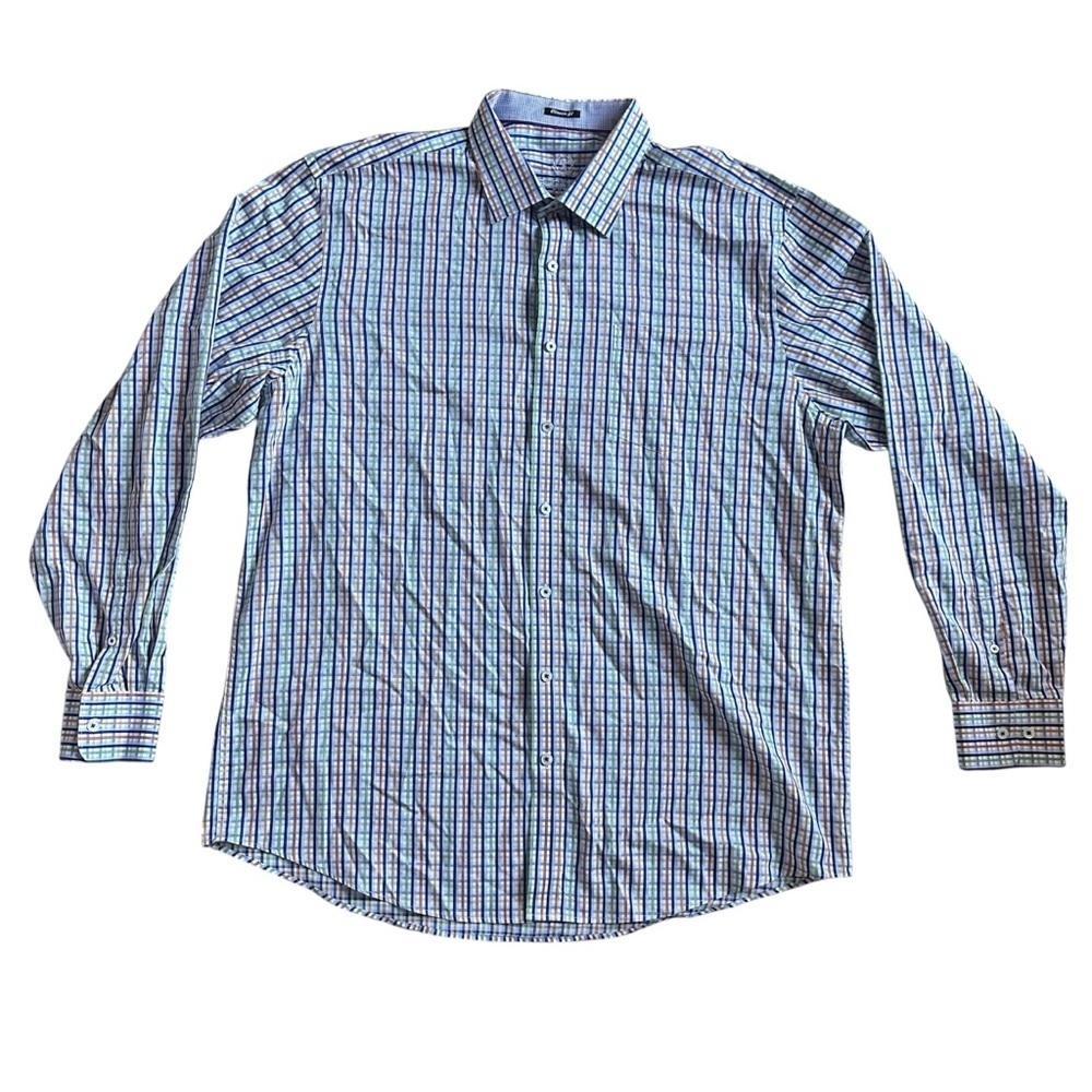 Bugatchi Uomo XXL Classic Fit Plaid Button Up Dress Shirt Multicolor